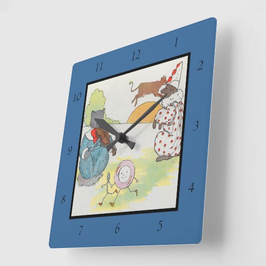 Horloge Carrée Hey Diddle Diddle The Cat and Fiddle Rhyme (Angle)