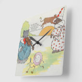 Horloge Carrée Hey Diddle Diddle The Cat and Fiddle Rhyme (Angle)