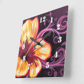 Horloge Carrée Hibiscus Dream (Angle)