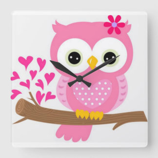 Horloge Carrée Hibou