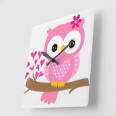 Horloge Carrée Hibou (Angle)