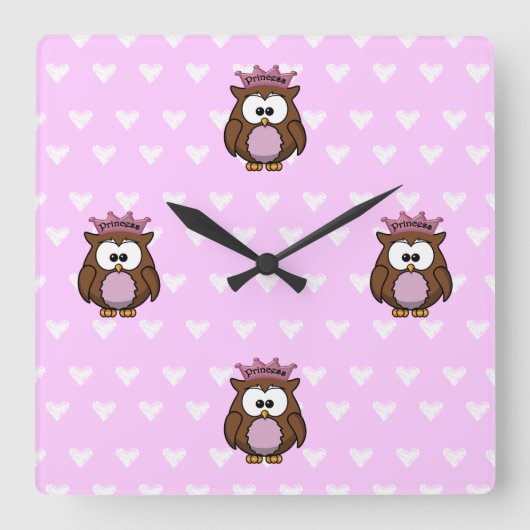 Horloge Carrée hibou princesse (Recto)