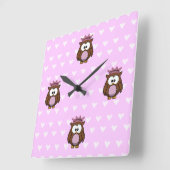 Horloge Carrée hibou princesse (Angle)