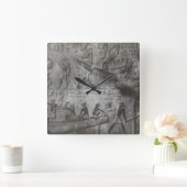 Horloge Carrée Hiéroglyphes égyptiens (Maison)