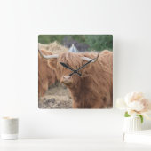 Horloge Carrée Highland Cow (Maison)