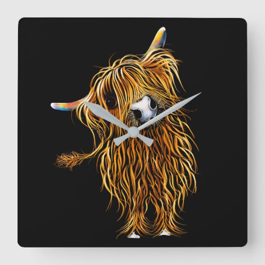 Horloge Carrée HiGHLaND CoW CLoCK "HeNRY' BY SHiRLeY MacARTHuR (Recto)
