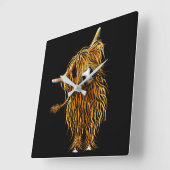 Horloge Carrée HiGHLaND CoW CLoCK "HeNRY' BY SHiRLeY MacARTHuR (Angle)
