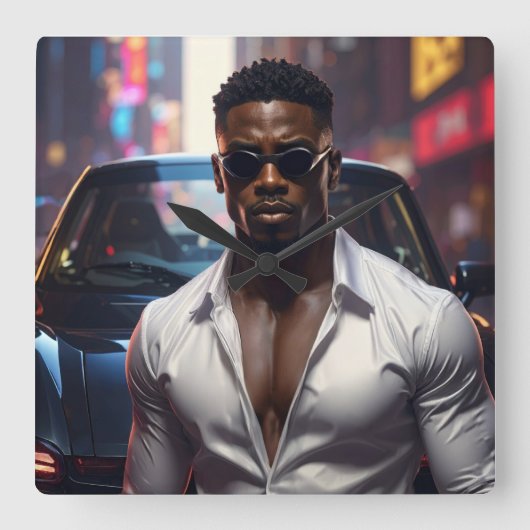 Horloge Carrée Hip Hop - American Rap Star -  (Recto)