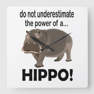 Horloge Carrée Hippopotame Animal Drôle Hippo