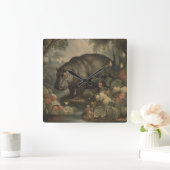 Horloge Carrée Hippopotame Botanique Vintage (Maison)