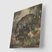 Horloge Carrée Hippopotame Botanique Vintage (Angle)