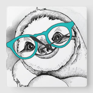 Horloge Carrée Hipster Sloth