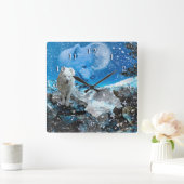 HORLOGE CARRÉE HIVER DE PLEINE LUNE SAMOYEN (Maison)