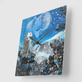 HORLOGE CARRÉE HIVER DE PLEINE LUNE SAMOYEN (Angle)