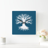 Horloge Carrée Hiver des arbres (Maison)