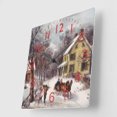 Horloge Carrée Hiver Homestead (Angle)