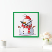 HORLOGE CARRÉE HIVER SNOWMAN (Maison)