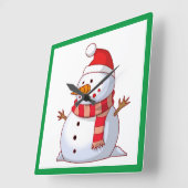 HORLOGE CARRÉE HIVER SNOWMAN (Angle)
