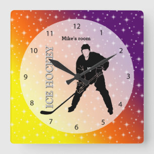 Horloge Carrée Hockey sur glace