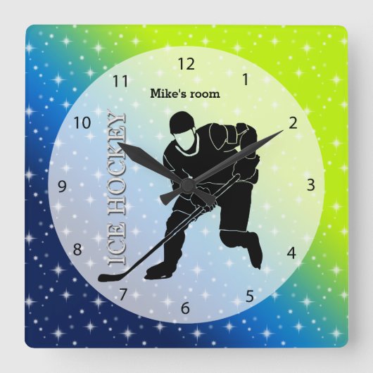 Horloge Carrée Hockey sur glace (Recto)