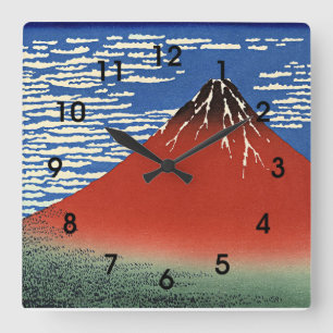 Horloge Carrée Hokusai - Fuji, Montagnes par temps clair,