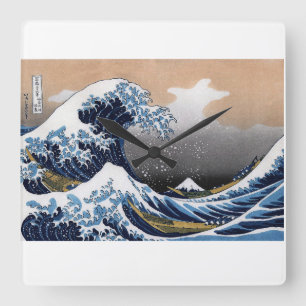 Horloge Carrée Hokusai , The Great Wave off Kanagawa