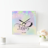 Horloge Carrée Holographe Holographe Moderne Lashes Yeux (Maison)