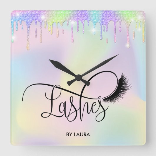 Horloge Carrée Holographe Holographe Moderne Lashes Yeux (Recto)