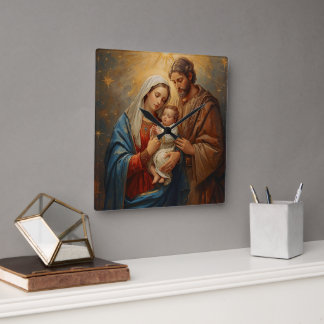 Horloge Carrée Holy Family Christmas Wall Clock For Peaceful Holi