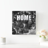 Horloge Carrée HOME (Barbells) - Motivation de l'entraînement (Maison)