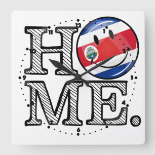 Horloge Carrée Home is Costa Rica Smiling flag Housewarming