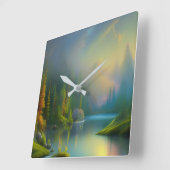 Horloge Carrée Home Sweet Home dans les bois (Angle)