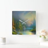 Horloge Carrée Home Sweet Home dans les bois (Maison)