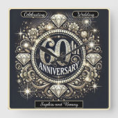 Horloge Carrée Hommage brillant : Conception du 60e anniversaire (Recto)