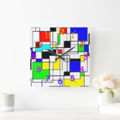 Horloge Carrée Hommage Random Carré À Mondrian (Maison)