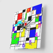 Horloge Carrée Hommage Random Carré À Mondrian (Angle)