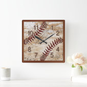Horloge Carrée Homme de baseball cool Décoration murale de cave H (Maison)