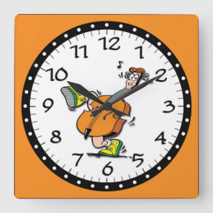 Horloge Carrée Homme de la guitare du dessin animé