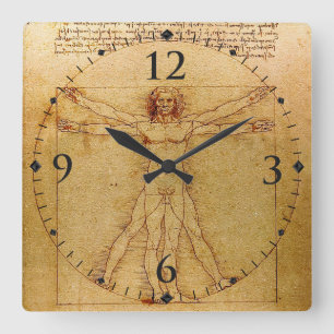Horloge Carrée Homme de Vitruvian par Leonardo da Vinci