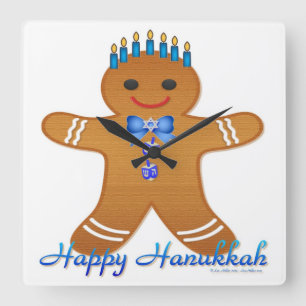 Horloge Carrée Homme en pain d'épice de Hanukkah Judaica Menorah
