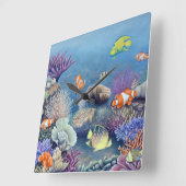 Horloge Carrée Horaire Corail Reef (Angle)
