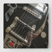 Horloge Carrée Horaire de guitare de Crawdad (Recto)