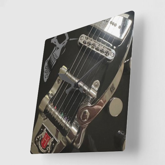 Horloge Carrée Horaire de guitare de Crawdad (Angle)