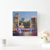 Horloge Carrée Horizon lumineux de Miami du centre au crépuscule (Maison)