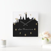 Horloge Carrée Horizon noir et blanc de San Francisco (Maison)