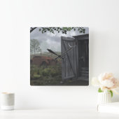 HORLOGE CARRÉE HORS MAISON ET VOITURE RUSTED CLOCK (Maison)