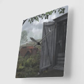 HORLOGE CARRÉE HORS MAISON ET VOITURE RUSTED CLOCK (Angle)