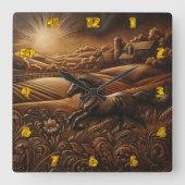 Horloge Carrée 'Horse Galloping sur Sunrise Hills' (Recto)