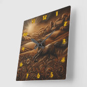 Horloge Carrée 'Horse Galloping sur Sunrise Hills' (Angle)