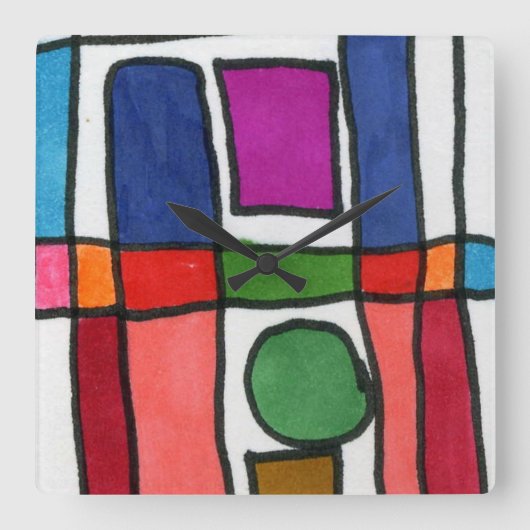 Horloge Carrée Hot and cool rectangle stripe with a circle accent (Recto)